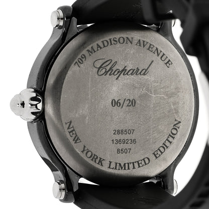 Chopard Stainless Steel Rubber Diamond Pink Sapphire 38mm Happy Sport Apple Quartz Watch Black 4 of 4