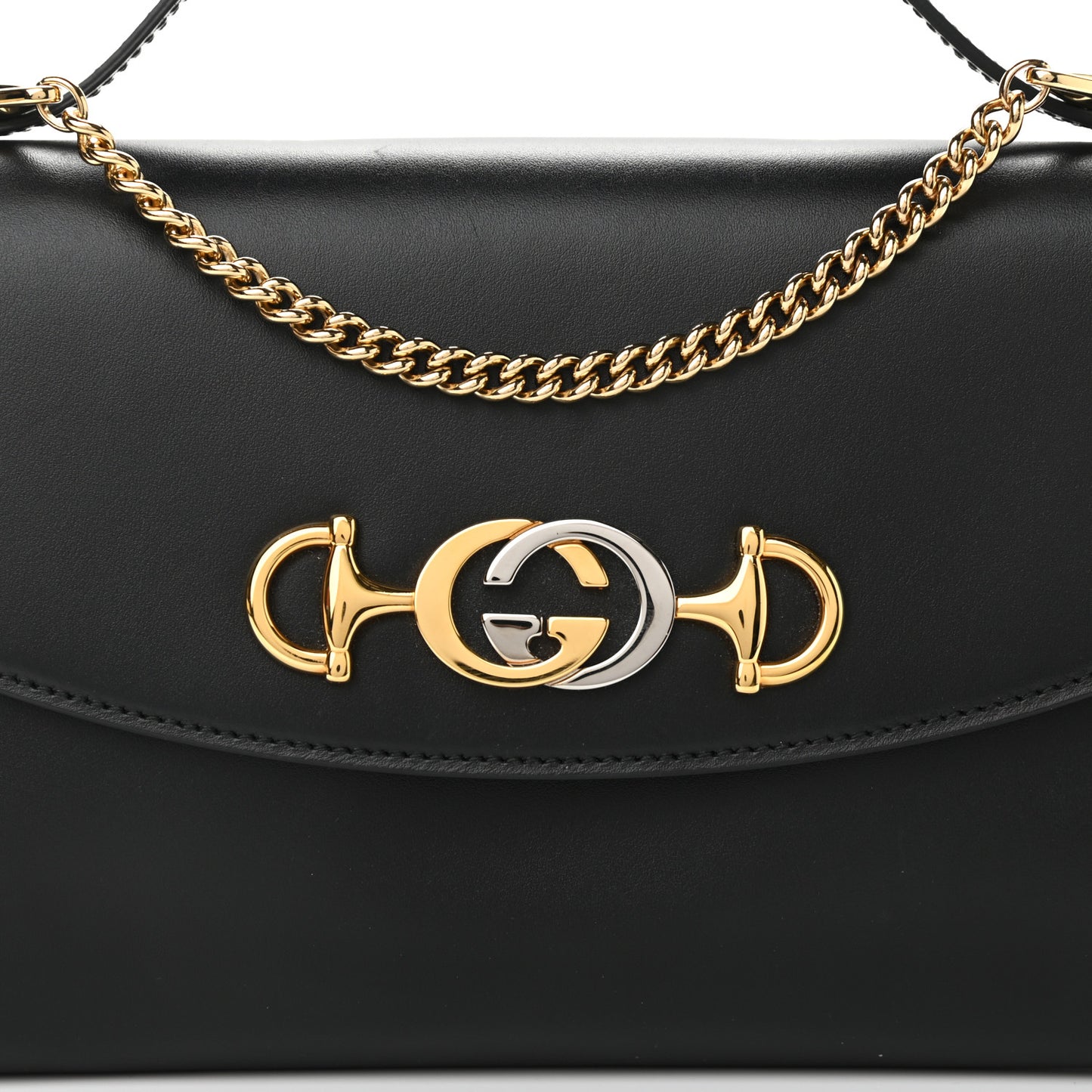 Smooth Calfskin Small Zumi Top Handle Shoulder Bag Black