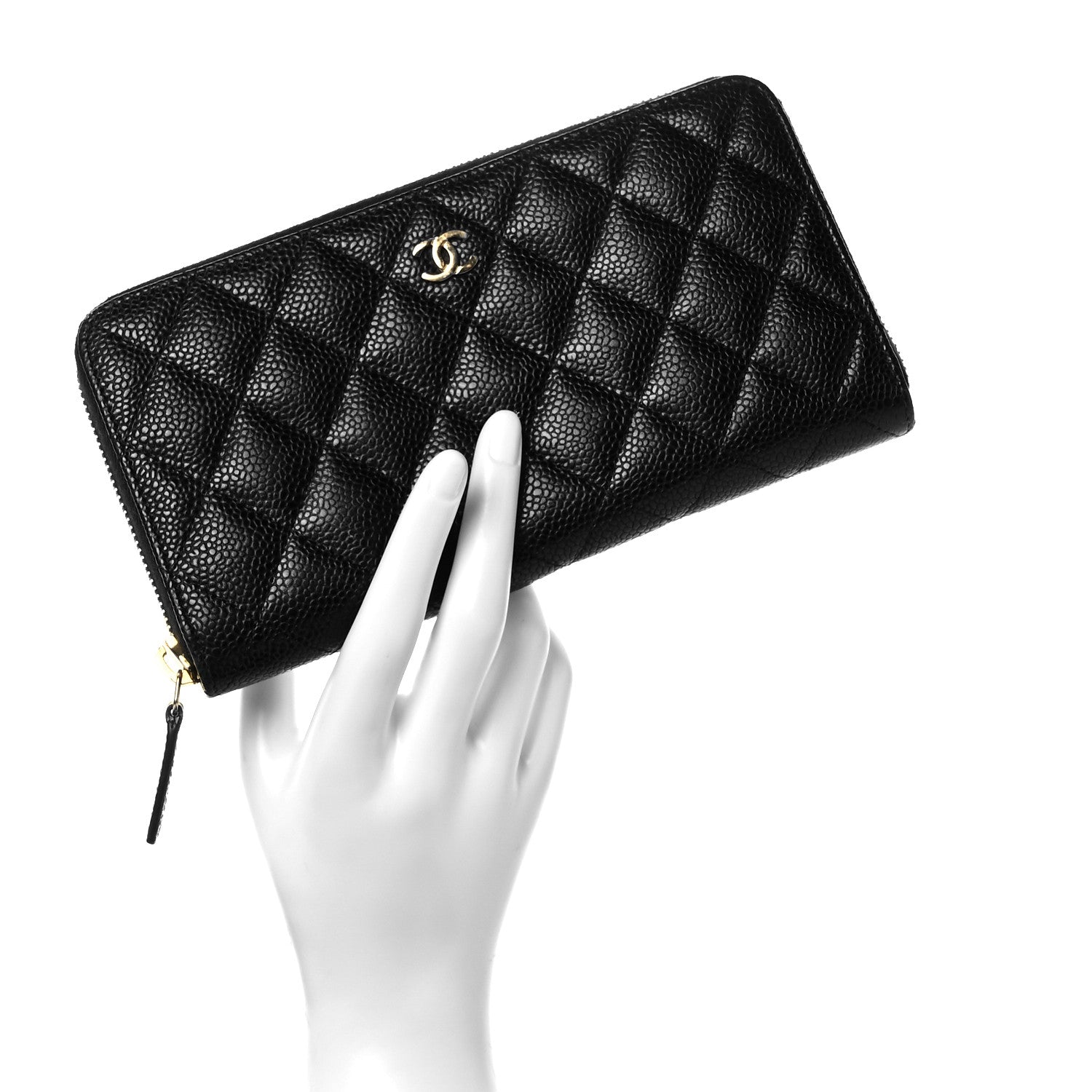 Chanel Caviar Quilted Large Gusset Zip Around Wallet Black 7 of 7