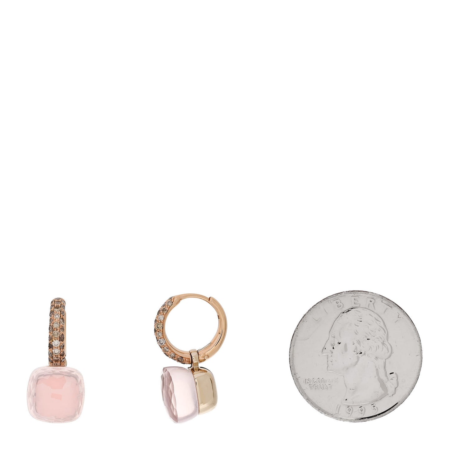 18K Rose Gold Diamond Rose Quartz Nudo Classic Earrings