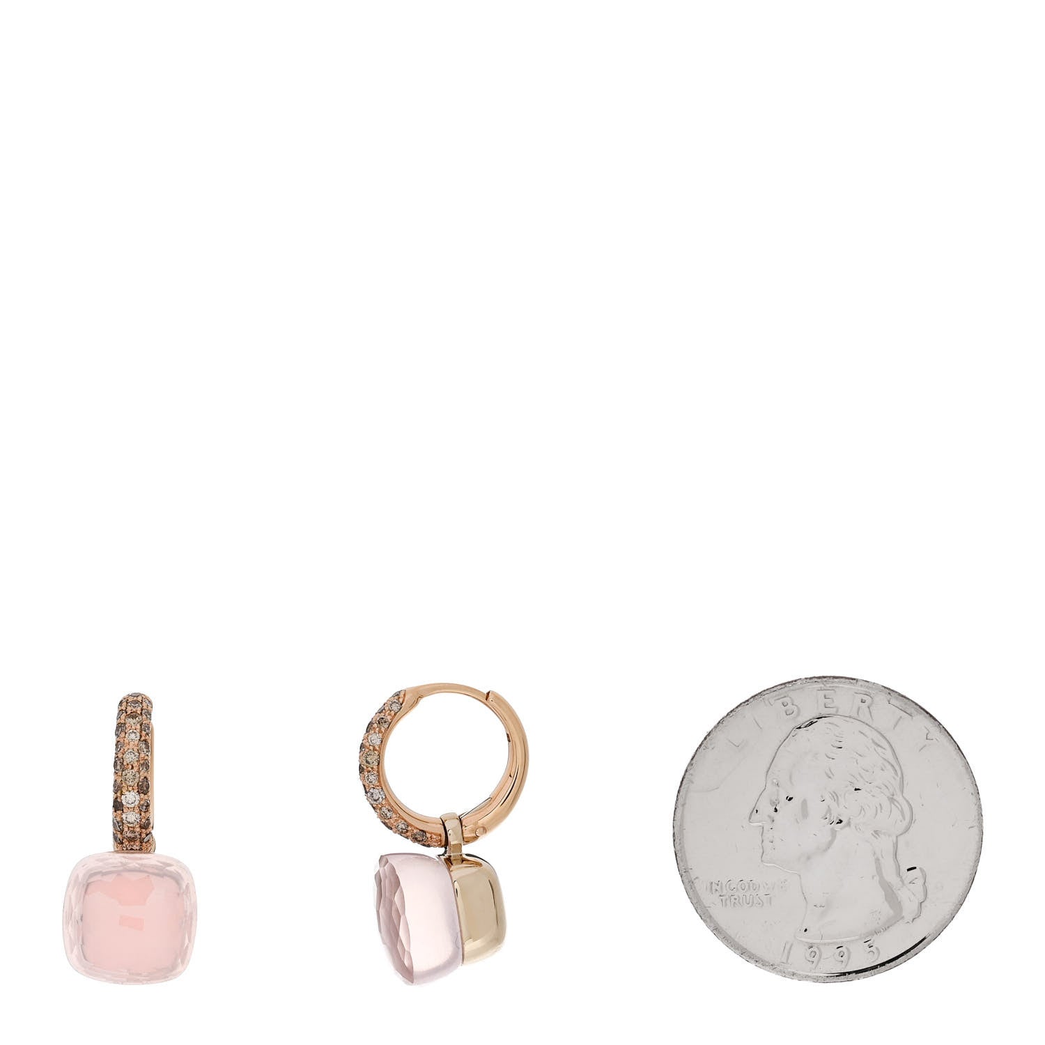 Pomellato 18K Rose Gold Diamond Rose Quartz Nudo Classic Earrings 2 of 5