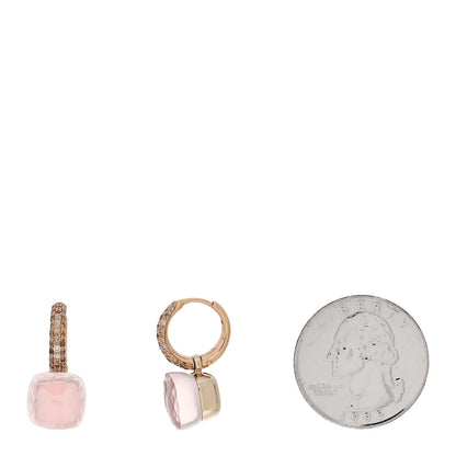 Pomellato 18K Rose Gold Diamond Rose Quartz Nudo Classic Earrings 2 of 5