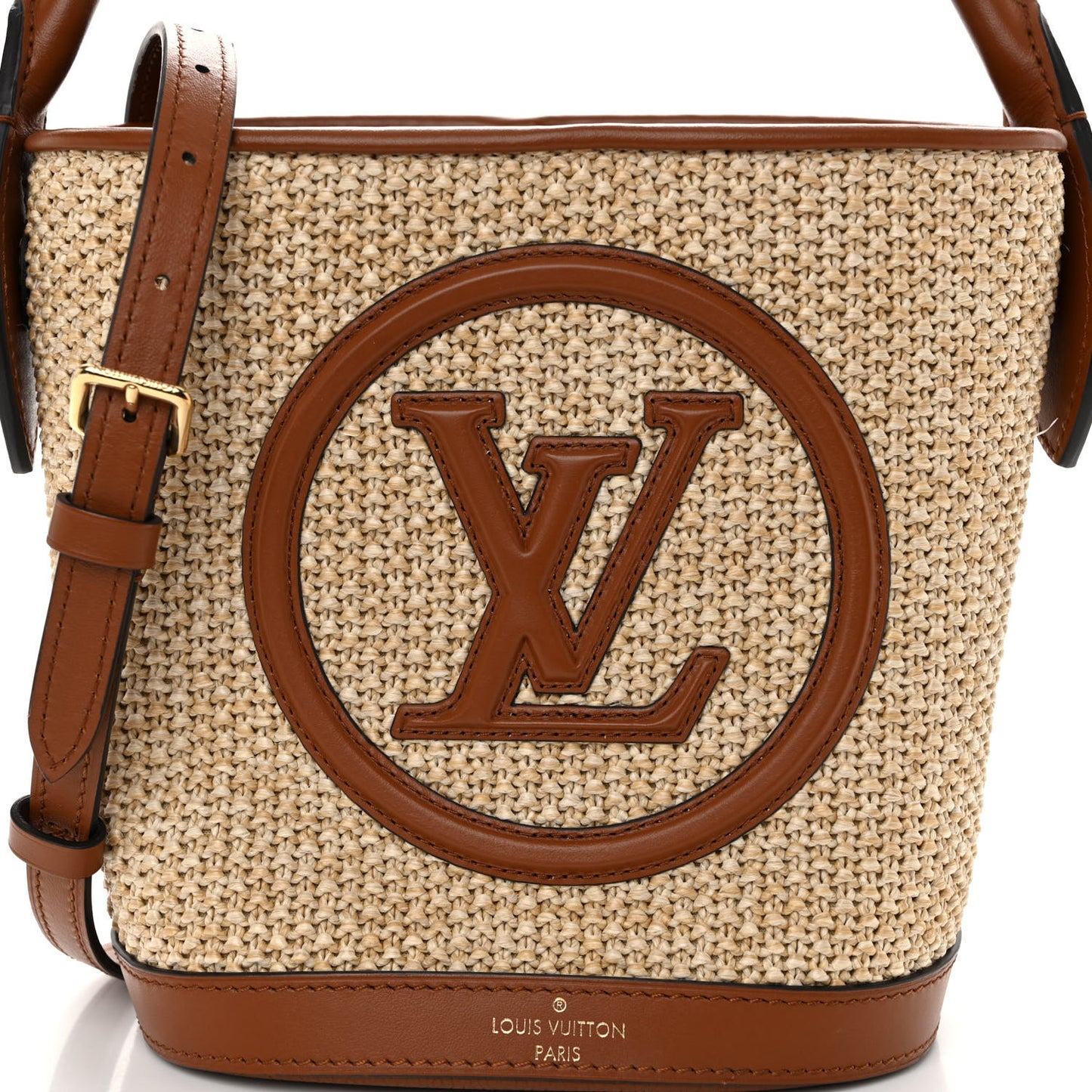 Kitted Raffia Petit Bucket Caramel