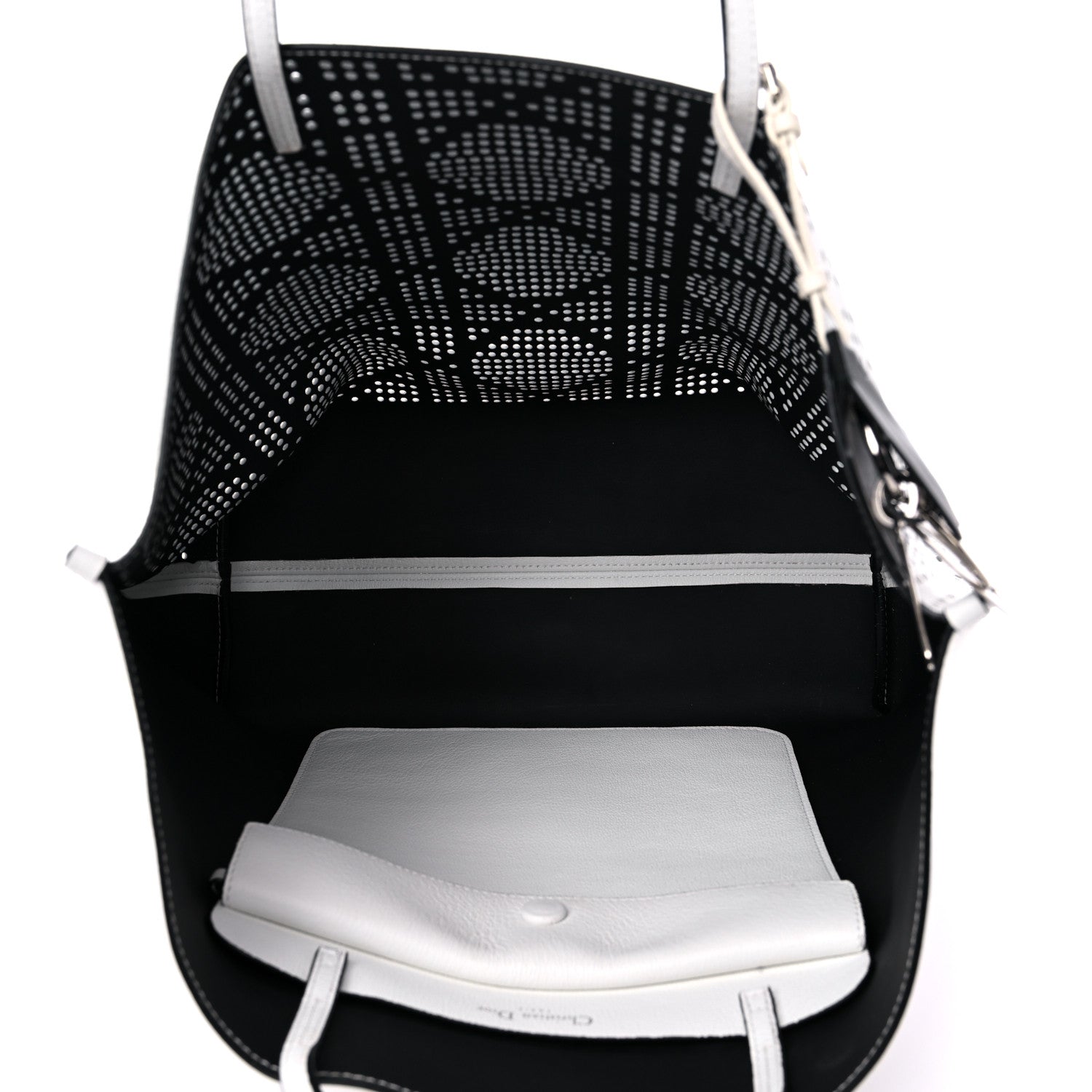 Christian Dior Calfskin Perforated Cannage Dioriva Tote White 5 of 14