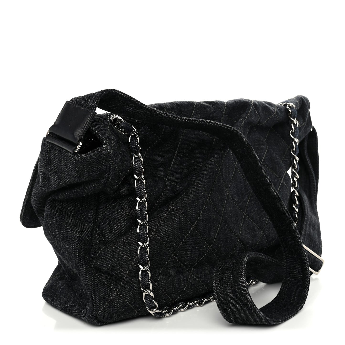 Denim Quilted Stretch Spirit Messenger Bag Dark Blue