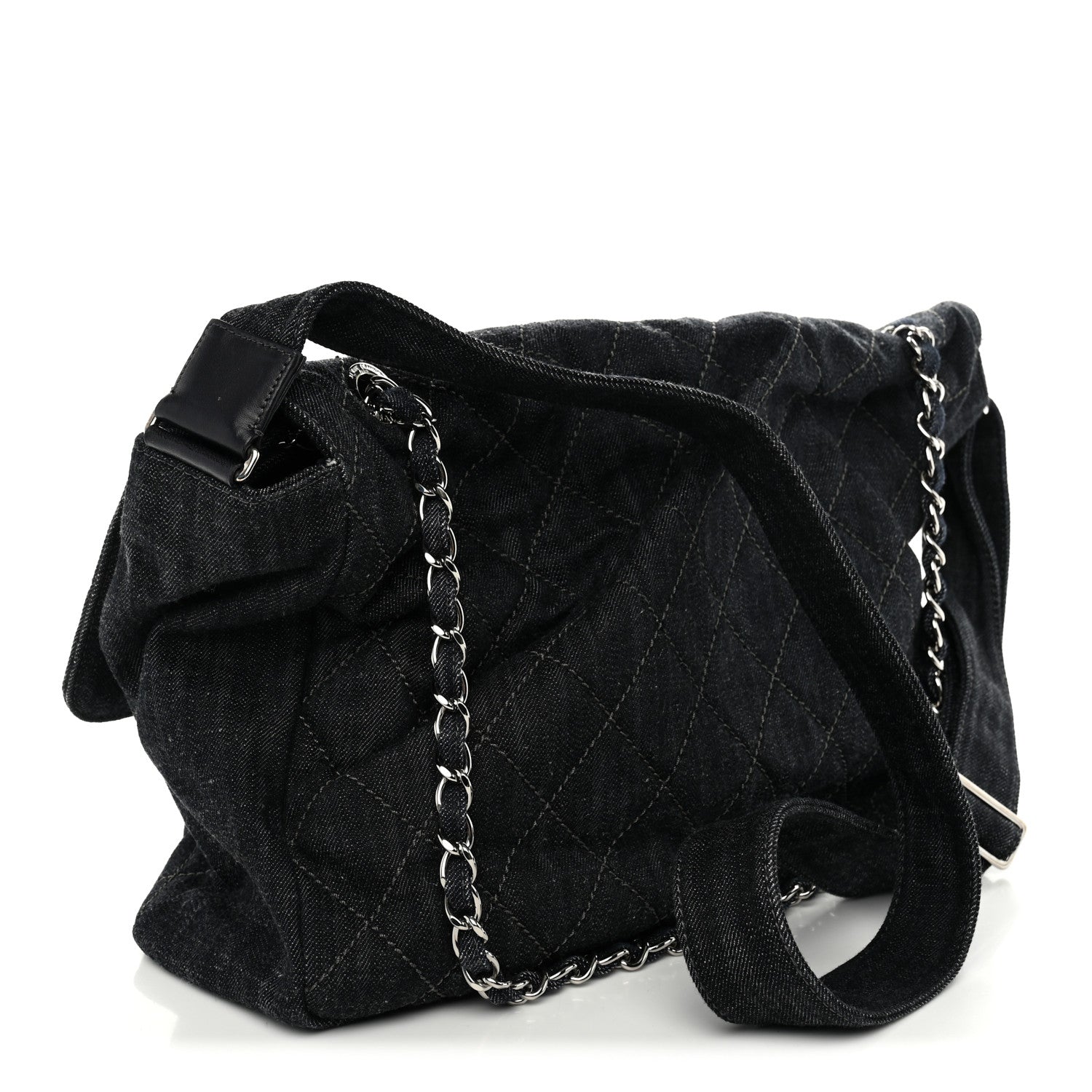 Chanel Denim Quilted Stretch Spirit Messenger Bag Dark Blue 3 of 12