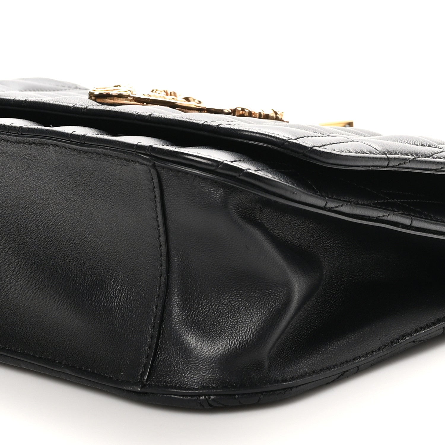 Versace Nappa Quilted Virtus Top Handle Shoulder Bag Black 9 of 9