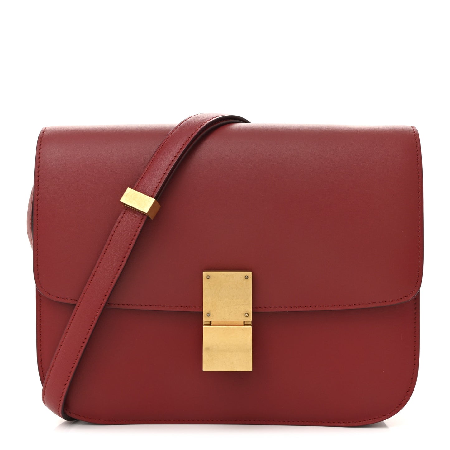 Box Calfskin Medium Classic Box Flap Bag Red