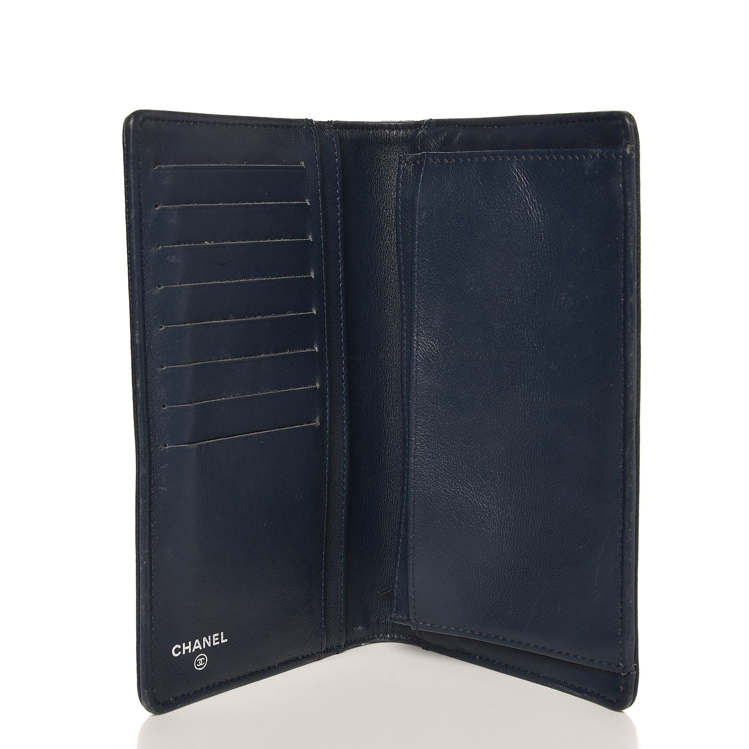 Chanel Caviar Timeless CC Yen Wallet Navy 5 of 7