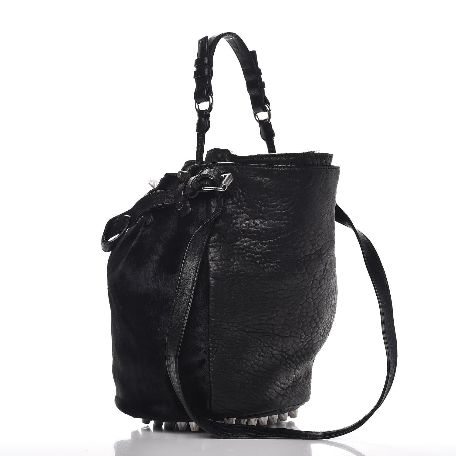 Alexander Wang Pony Hair Diego Bucket Bag Black with Nickel Hardware 3 of 11