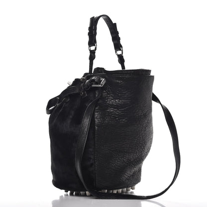 Alexander Wang Pony Hair Diego Bucket Bag Black with Nickel Hardware 3 of 11