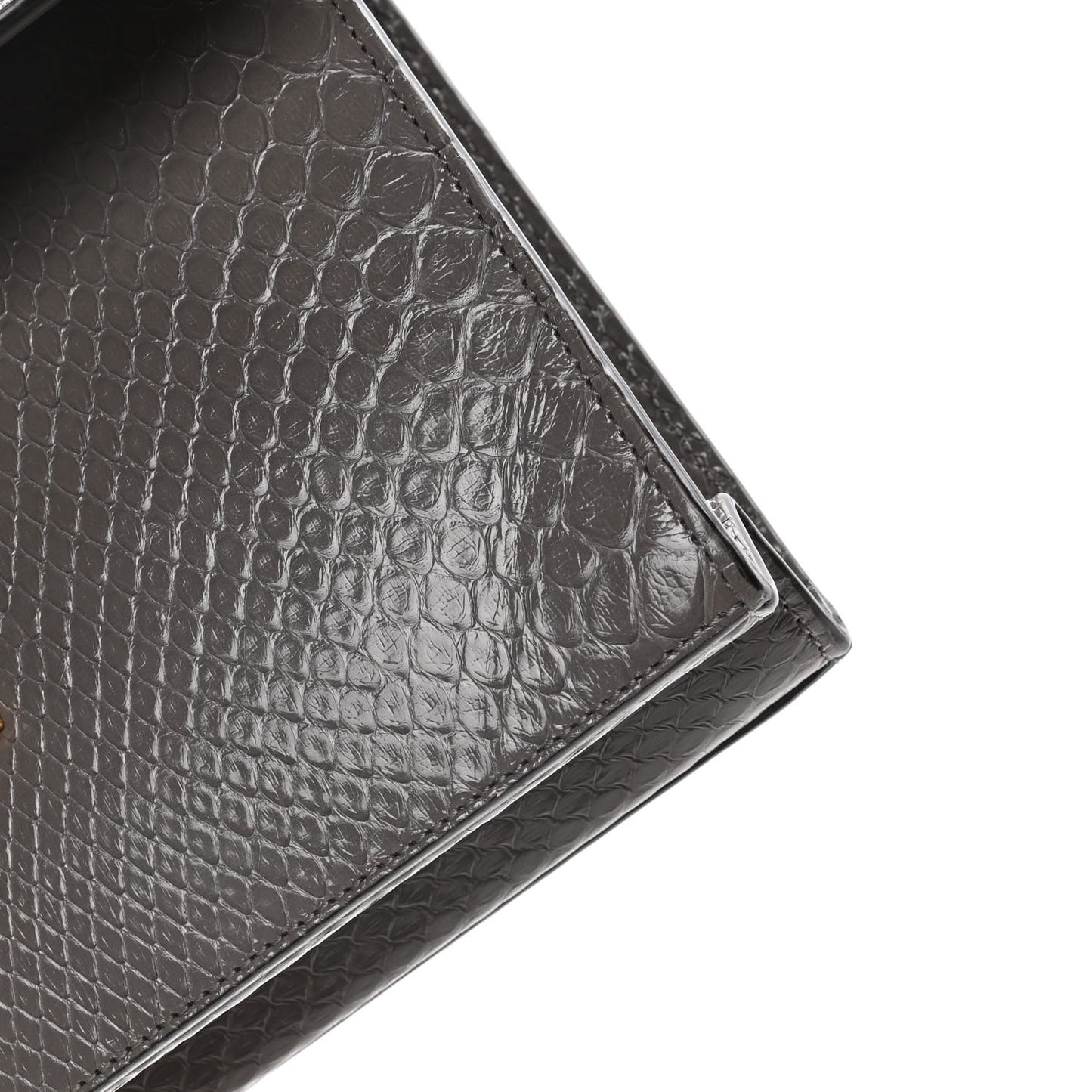 Calfskin Snake Embossed Small Zumi Shoulder Bag Dusty Grey