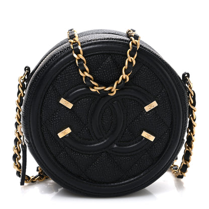 Chanel Caviar Quilted Round Filigree Crossbody Black 1 of 10