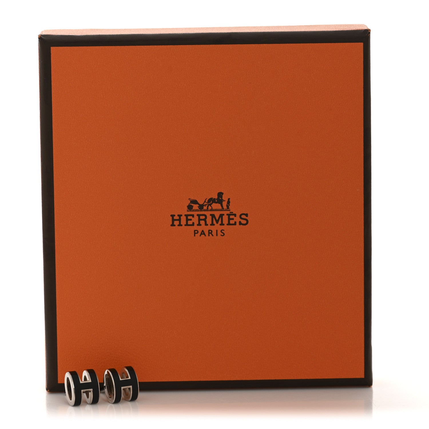 Hermes Palladium Lacquered Mini Pop H Earrings Black 7 of 7