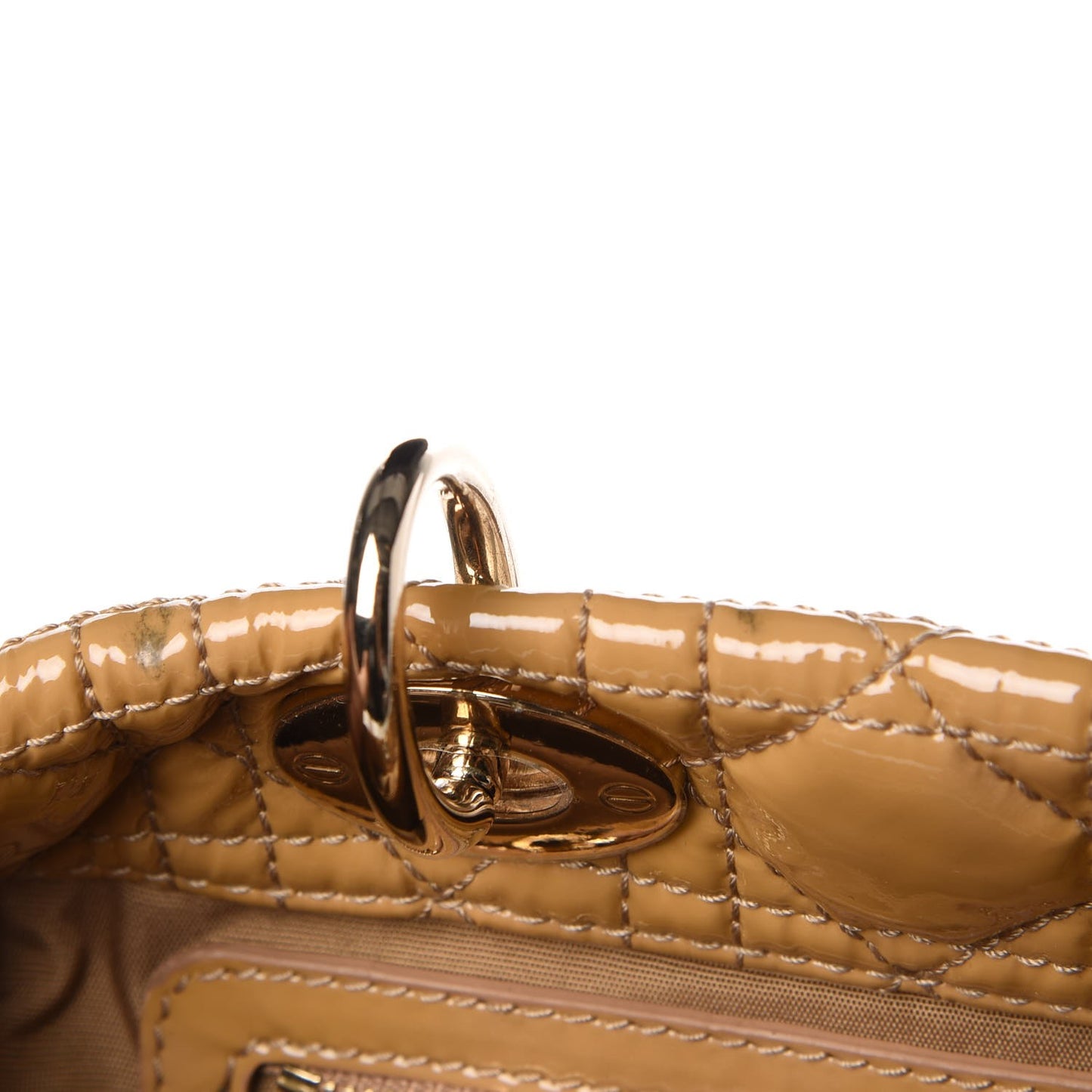 Patent Cannage Large Dior Soft Shopping Tote Beige