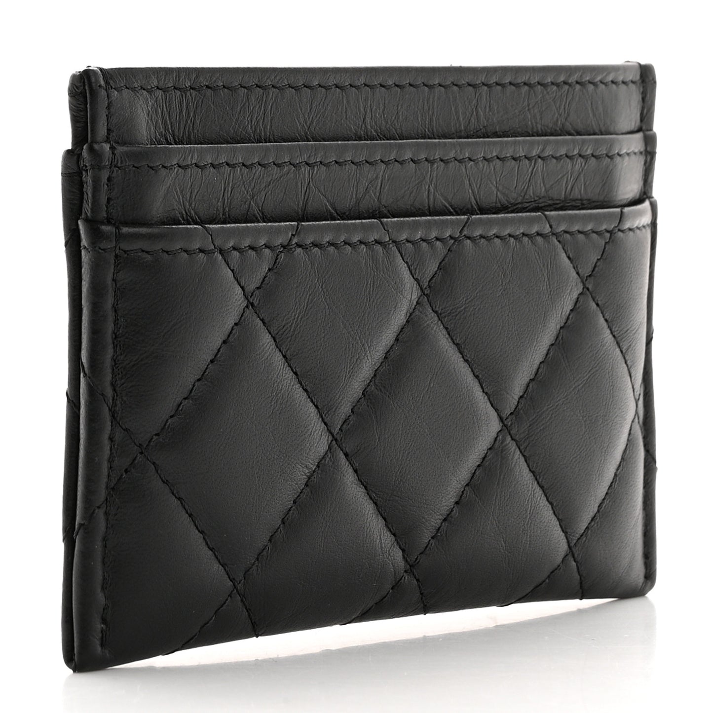 Aged Calfskin Quilted Reissue Card Holder So Black