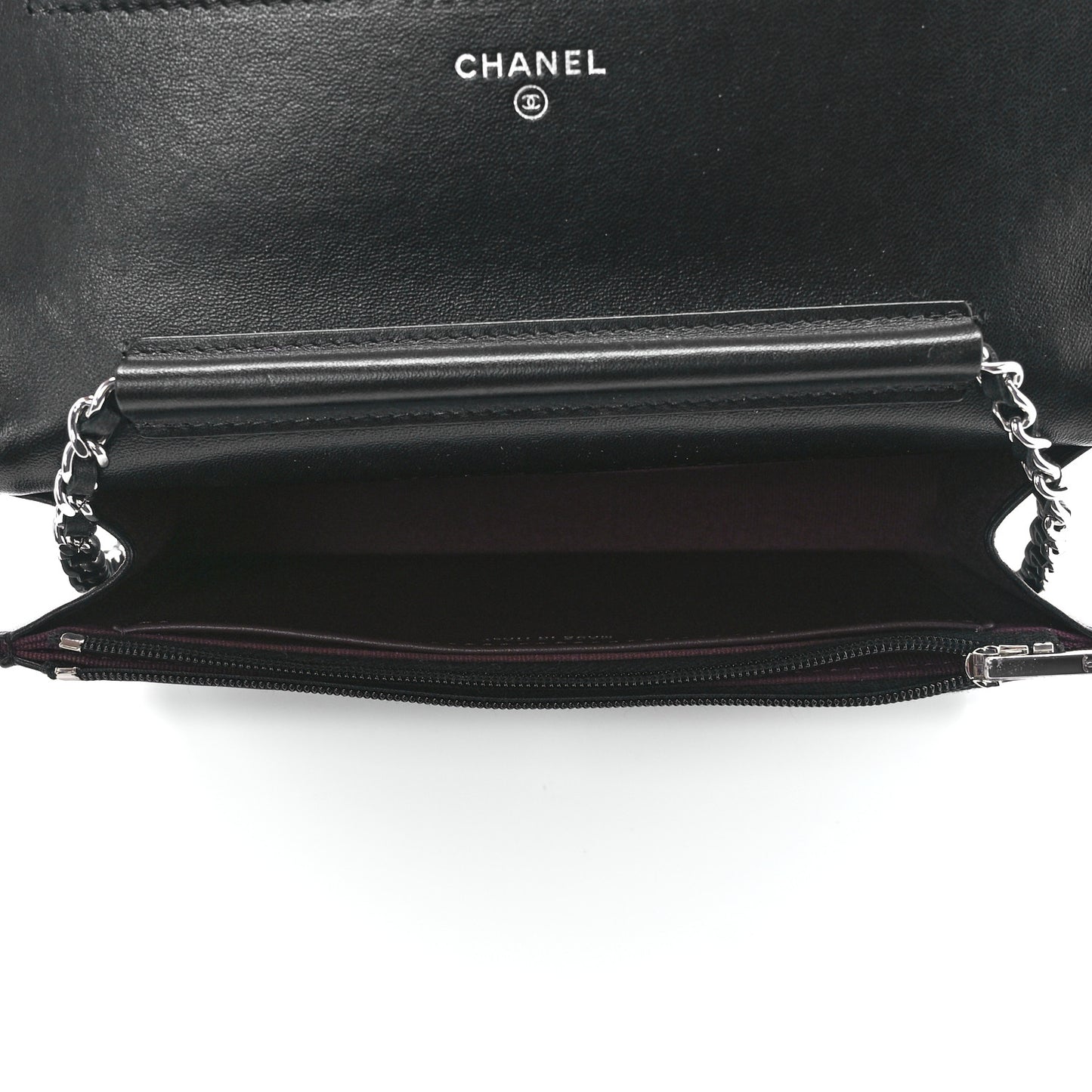 Lambskin Quilted Wallet On Chain WOC Black
