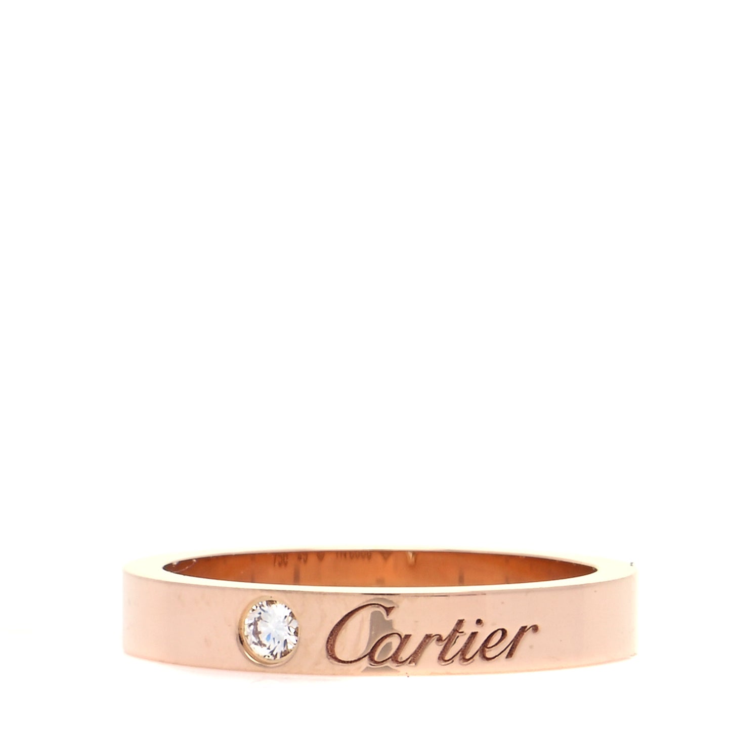 18K Pink Gold Diamond 3mm C De Cartier Wedding Band Ring 49 4.75