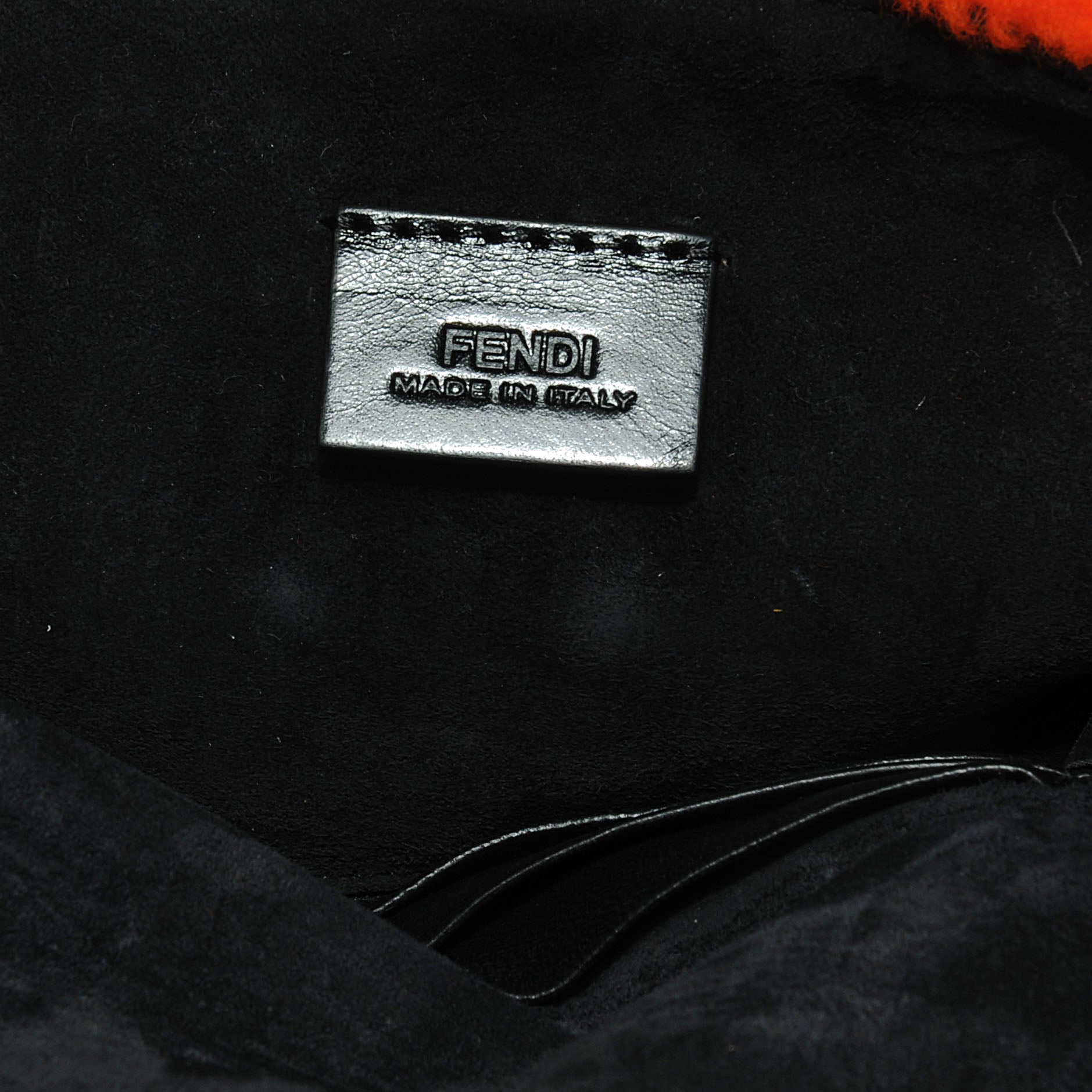 Fendi Shearling Nappa Mini Be Baguette Shoulder Bag Arancio Black 5 of 9