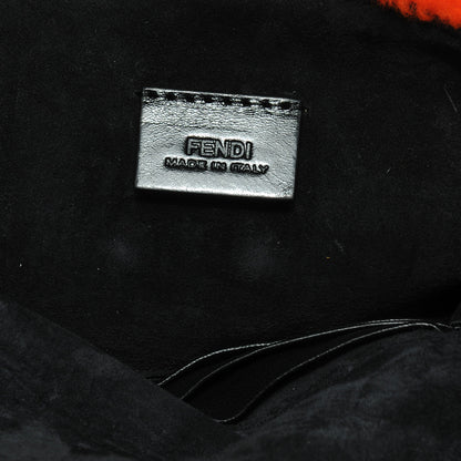 Fendi Shearling Nappa Mini Be Baguette Shoulder Bag Arancio Black 5 of 9