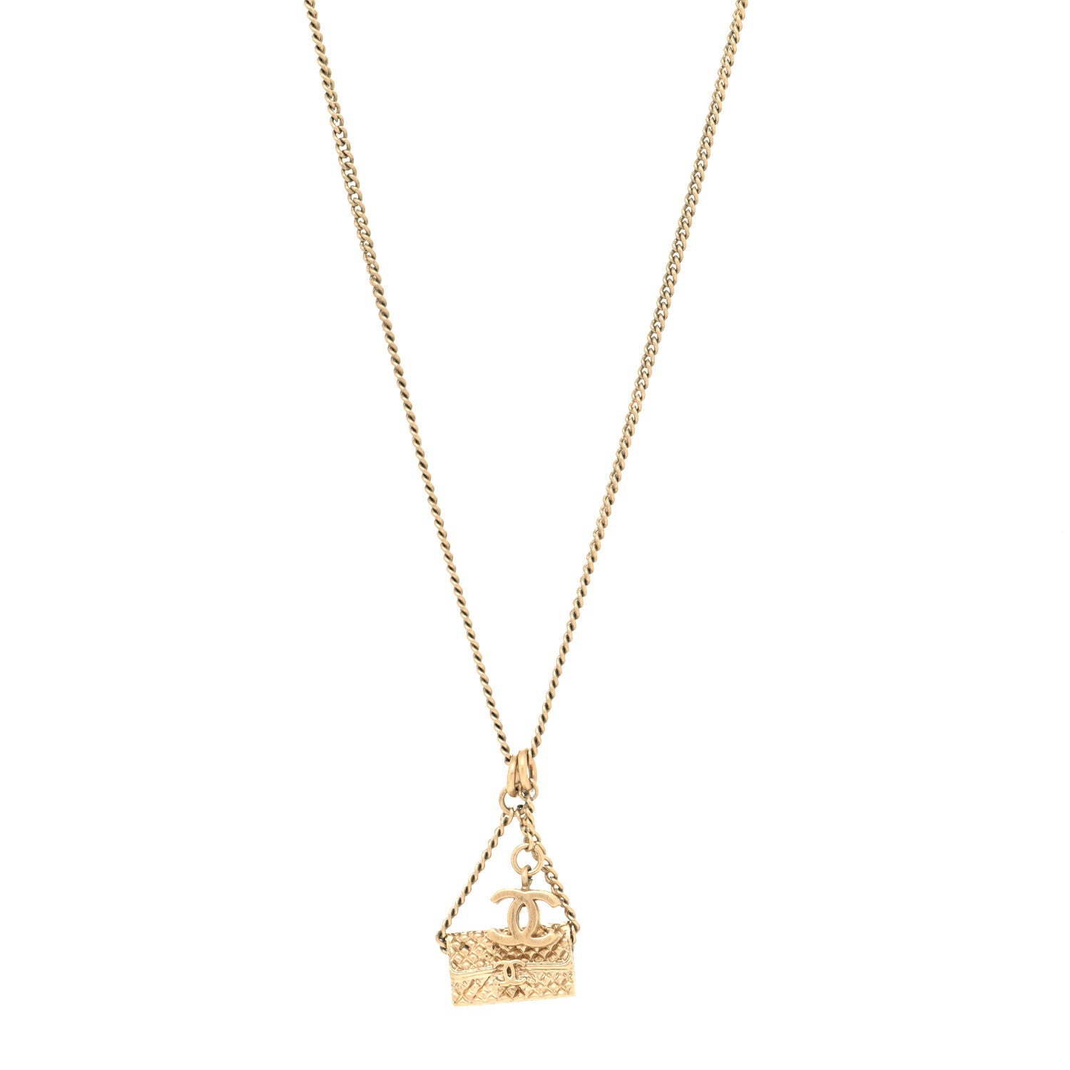 Chanel Metal Flap Bag Necklace Gold 1 of 5