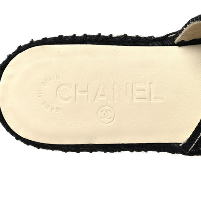 Chanel Tweed CC Slip On Espadrilles 37 Black Silver 9 of 9