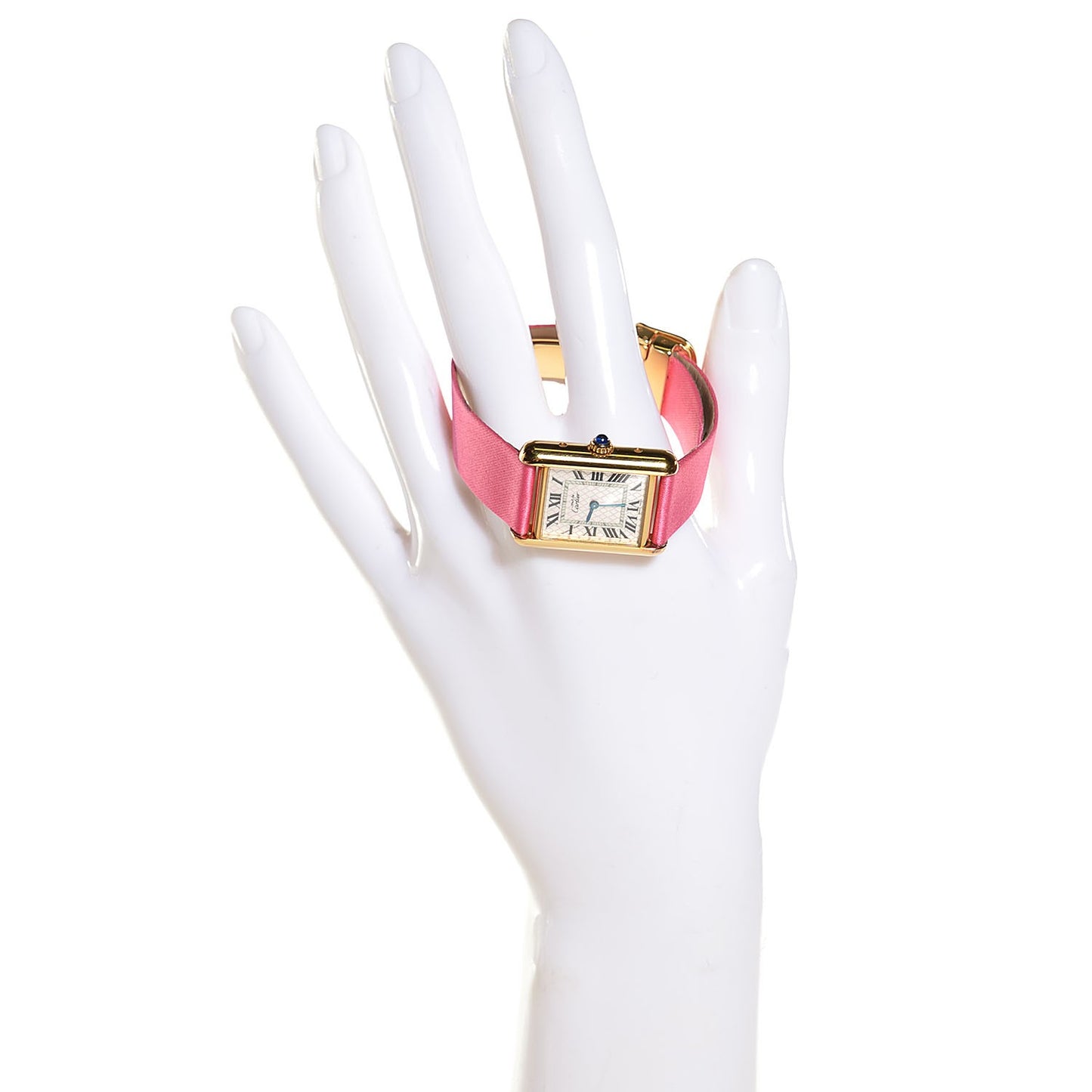 Sterling Silver Vermeil Satin 23mm Must de Cartier Tank Quartz Watch Pink
