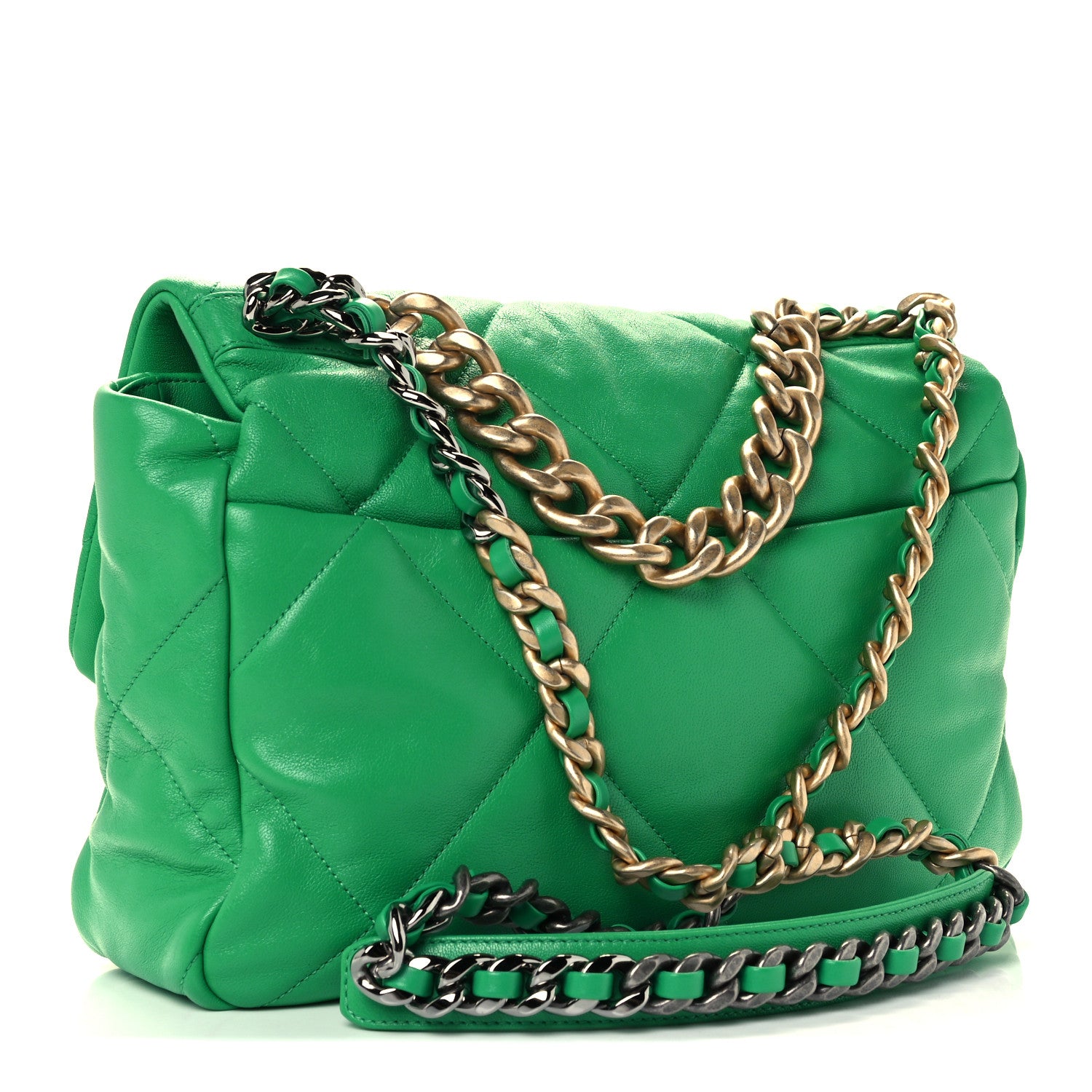 Chanel Lambskin Quilted Large Chanel 19 Flap Green 3 of 11