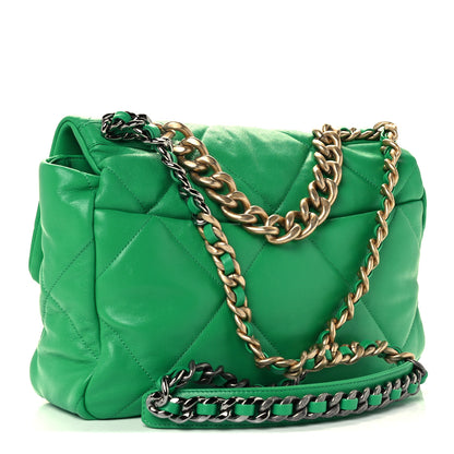 Chanel Lambskin Quilted Large Chanel 19 Flap Green 3 of 11