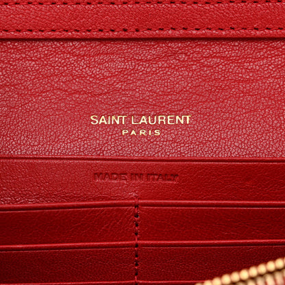 Saint Laurent Lambskin Diamond Quilted Becky Chain Wallet Rouge Eros 6 of 10