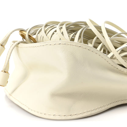 Chloe Shiny Small Grain Calfskin Mini Marcie Multi Fringe Satchel Natural White 10 of 10