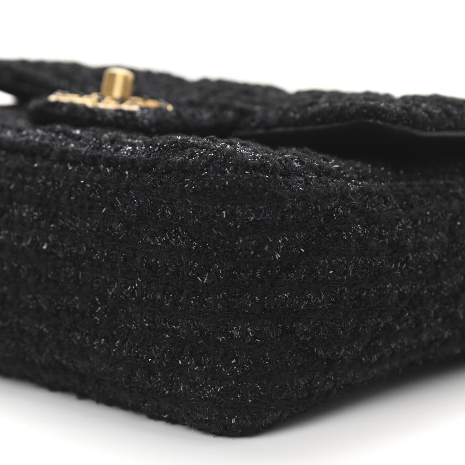 Chanel Tweed Quilted Mini Crystal CC Square Flap Black 10 of 11