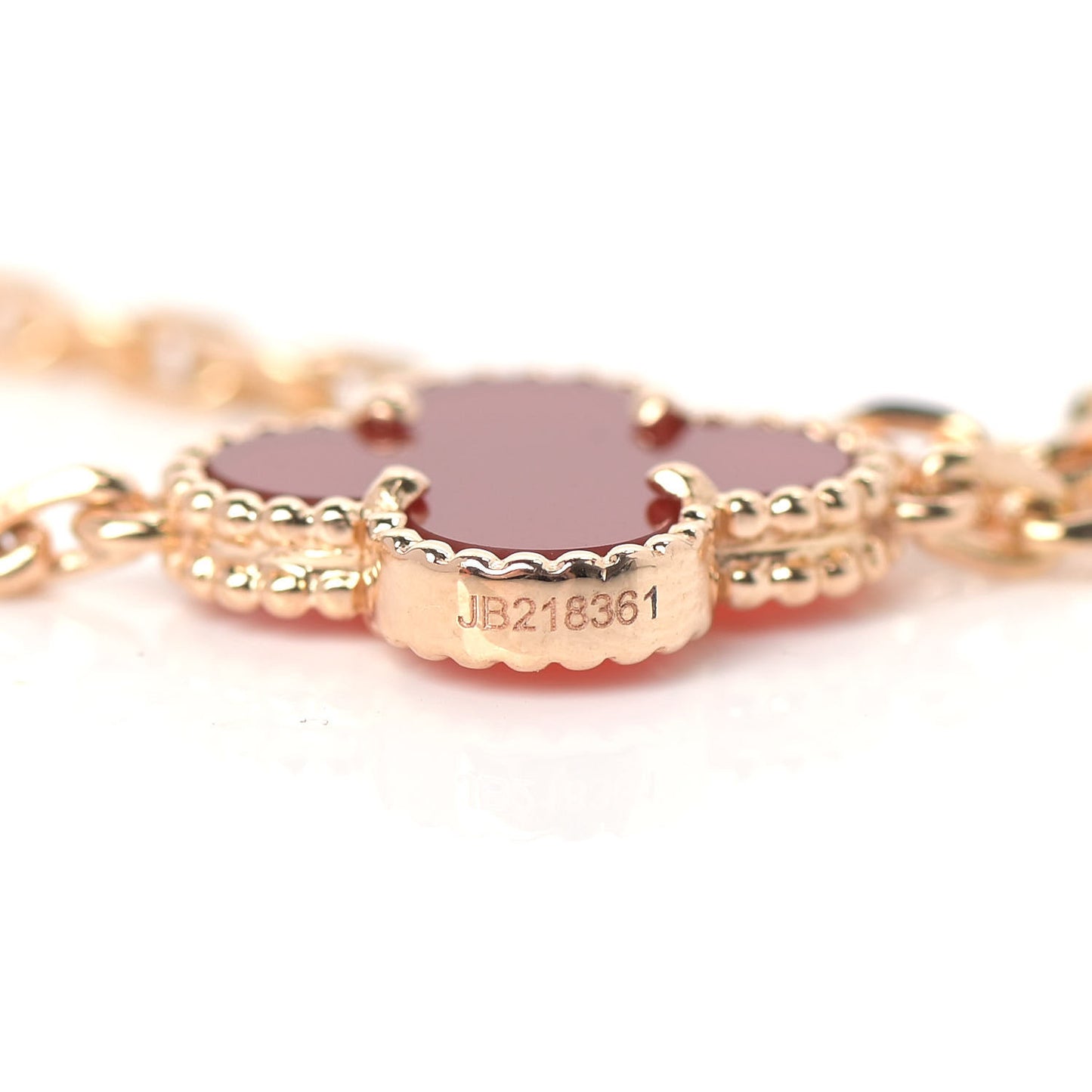 18K Rose Gold Carnelian Byzantine 11 Motif Butterfly Alhambra Necklace