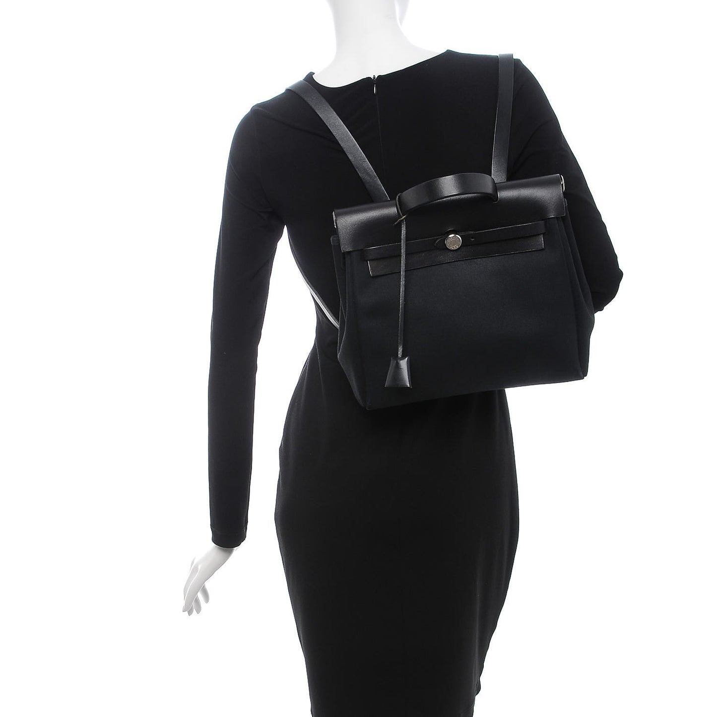 Toile Vache Calfskin Herbag 30 PM Backpack Black