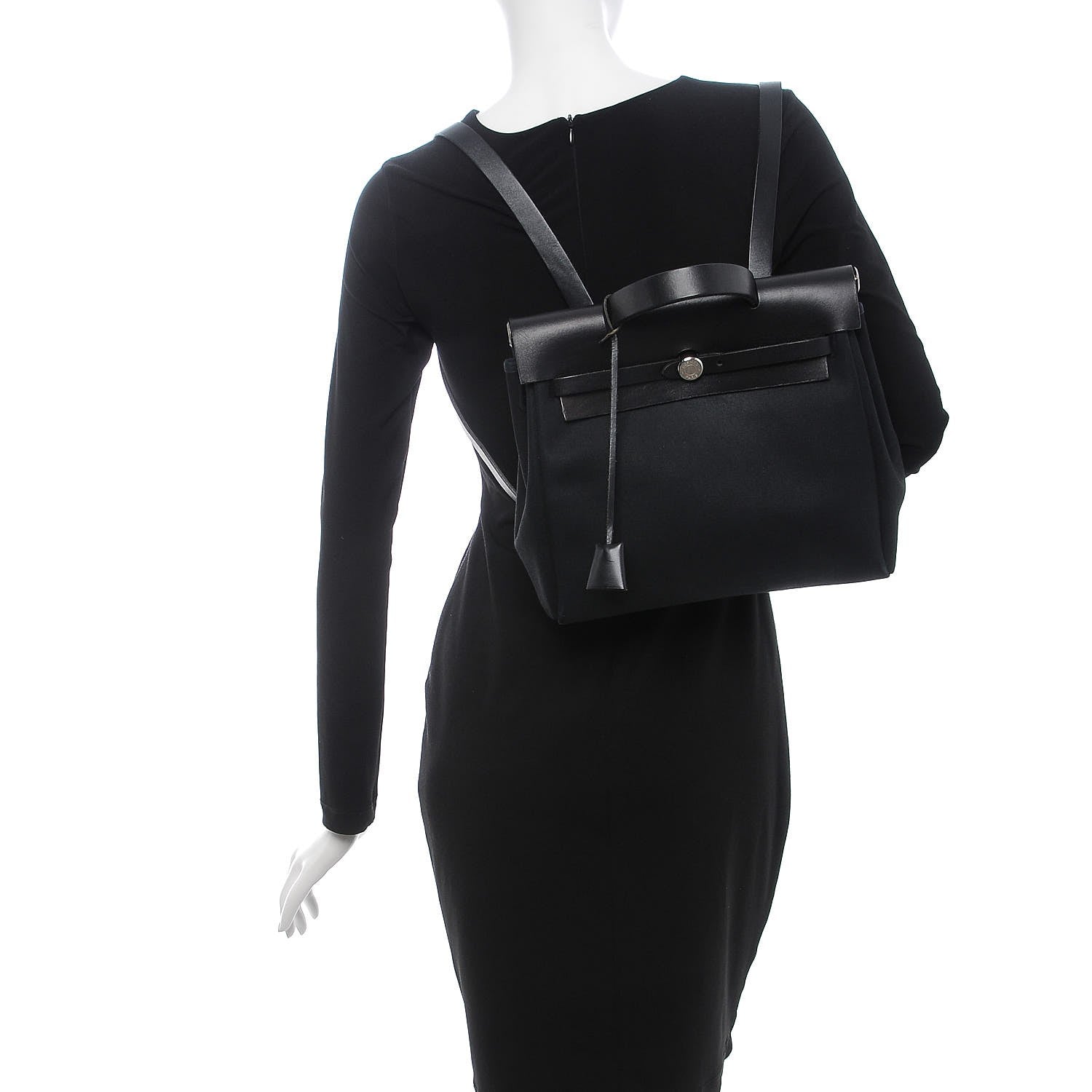 Hermes Toile Vache Calfskin Herbag 30 PM Backpack Black 2 of 13