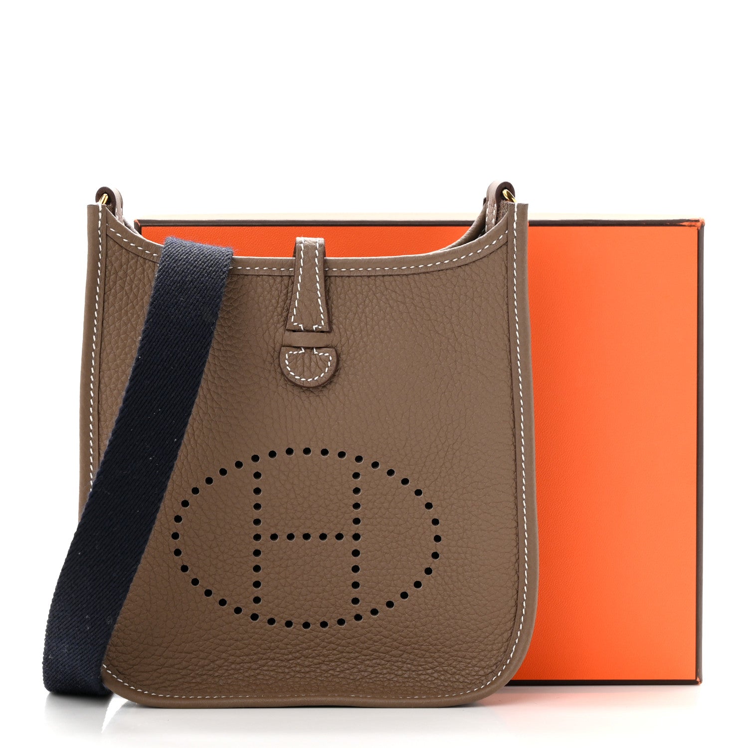 Hermes Taurillon Clemence Amazone Evelyne TPM Etoupe Bleu Indigo 11 of 11