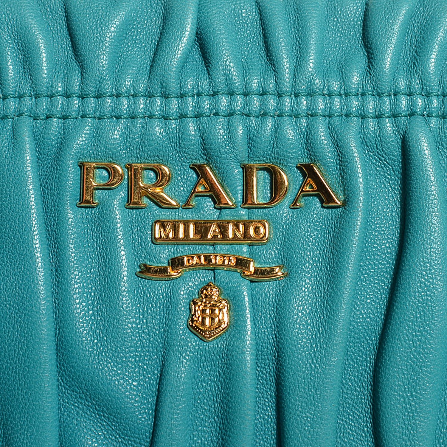 Prada Nappa Gaufre Ruched Clutch Turchese 6 of 10