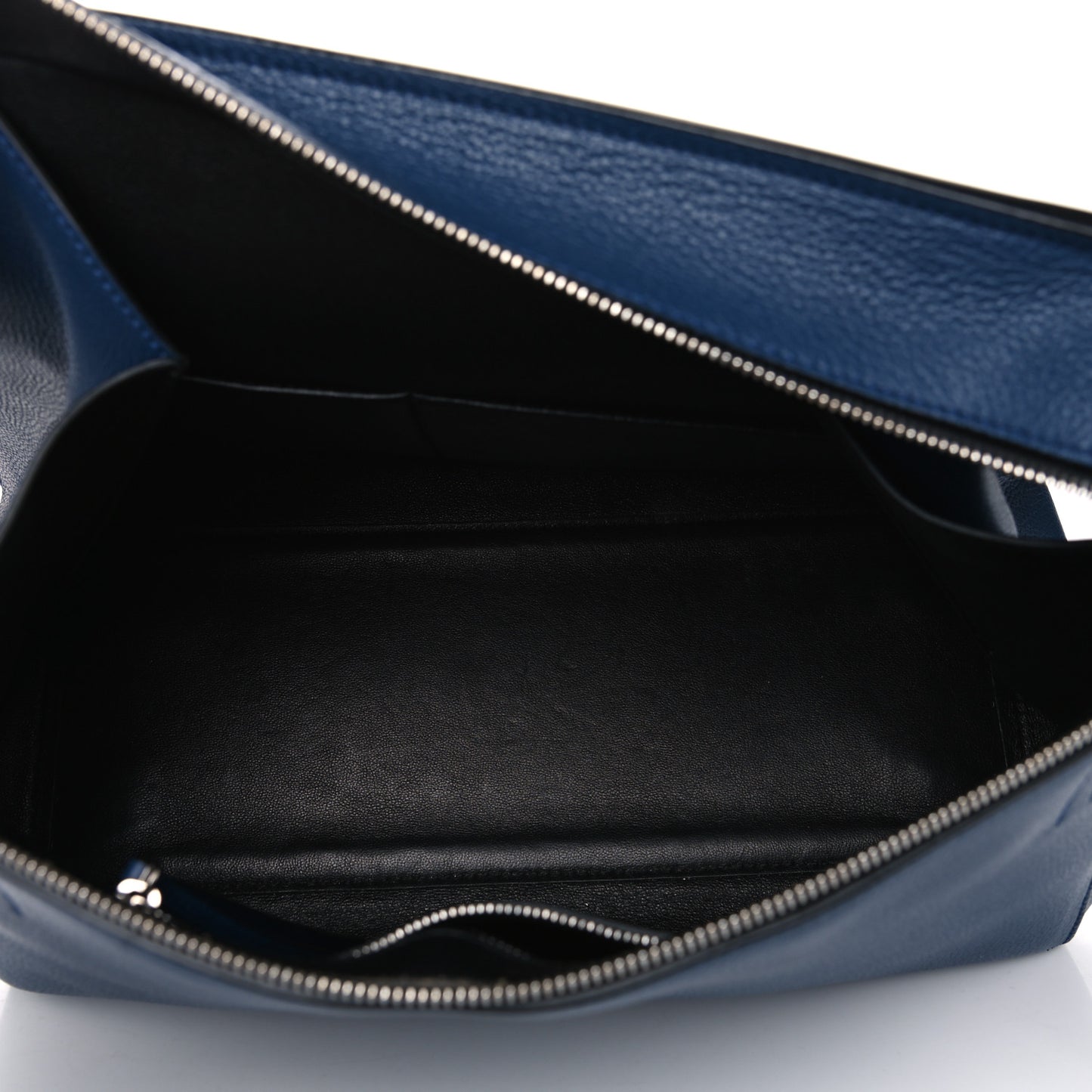 Drummed Calfskin Medium Edge Shoulder Bag Ocean Blue