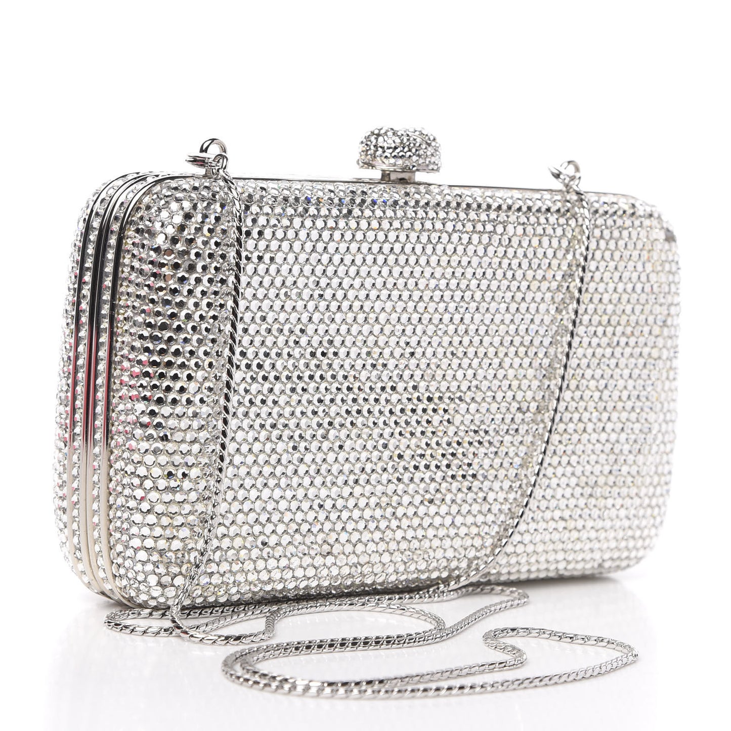 Crystal Minaudiere Clutch Silver