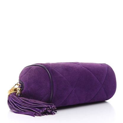 Chanel Suede Quilted Small Tassel Shoulder Bag Purple 4 of 11
