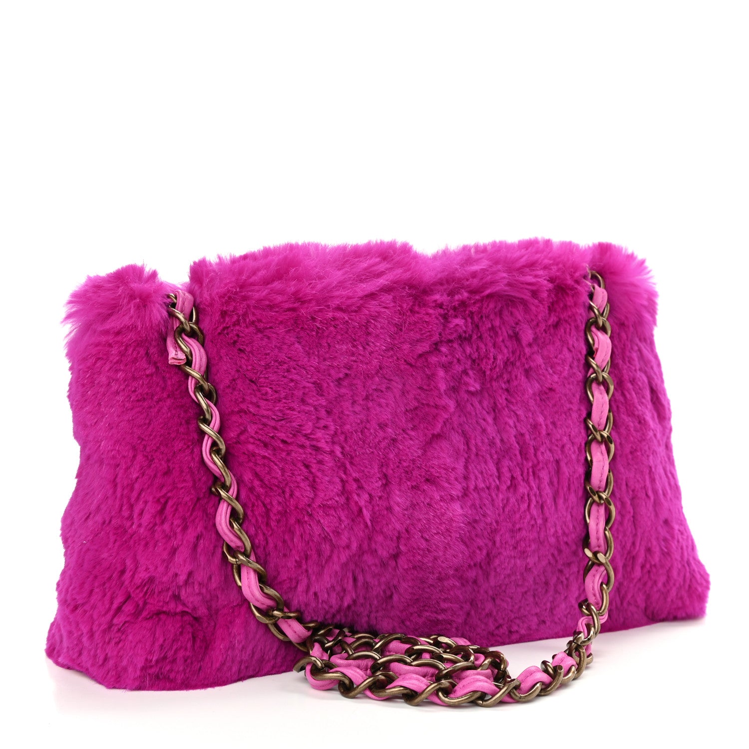 Chanel Rabbit Fur Shoulder Bag Fuchsia 3 of 11