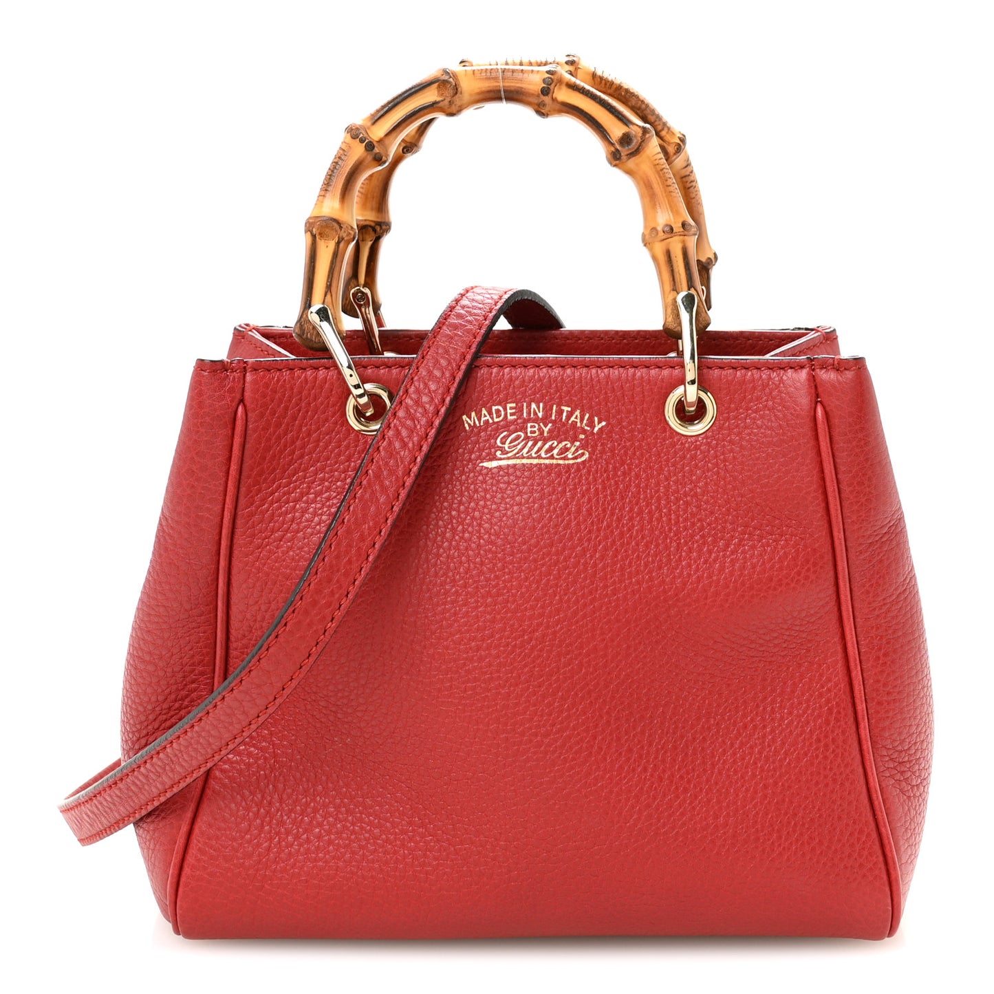Calfskin Mini Bamboo Shopper Tote Red