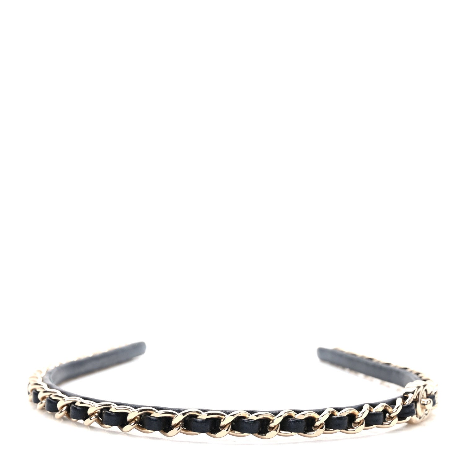Chanel Metal Lambskin CC Turnlock Chain Headband Gold Black 4 of 8