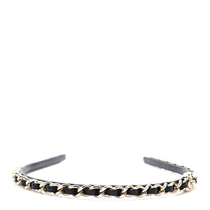 Chanel Metal Lambskin CC Turnlock Chain Headband Gold Black 4 of 8