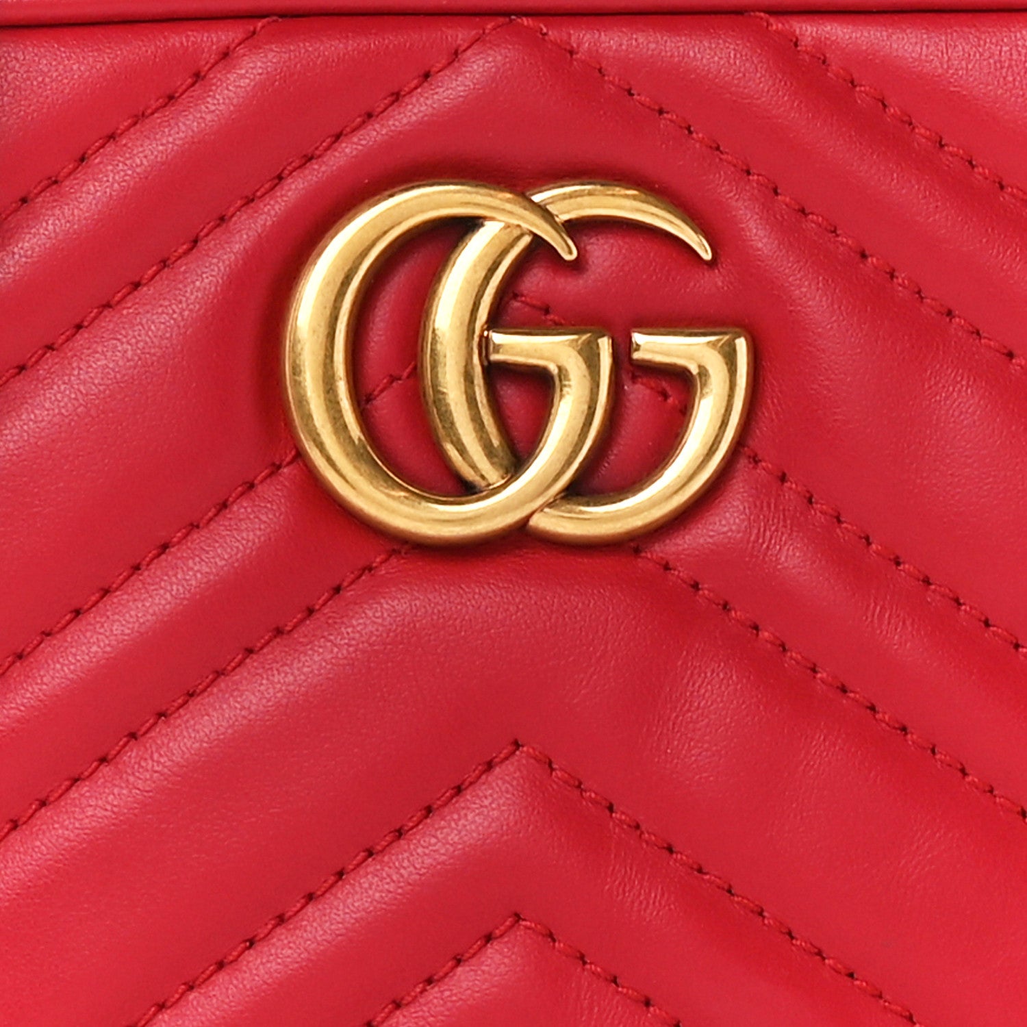 Gucci Calfskin Matelasse Mini GG Marmont Chain Shoulder Bag Hibiscus Red 9 of 13