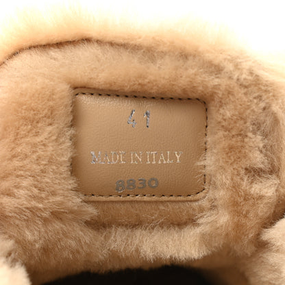 Prada Natural Calfskin Shearling Metal Triangle Logo 45mm Clogs 41 Black Sabbia 8 of 10