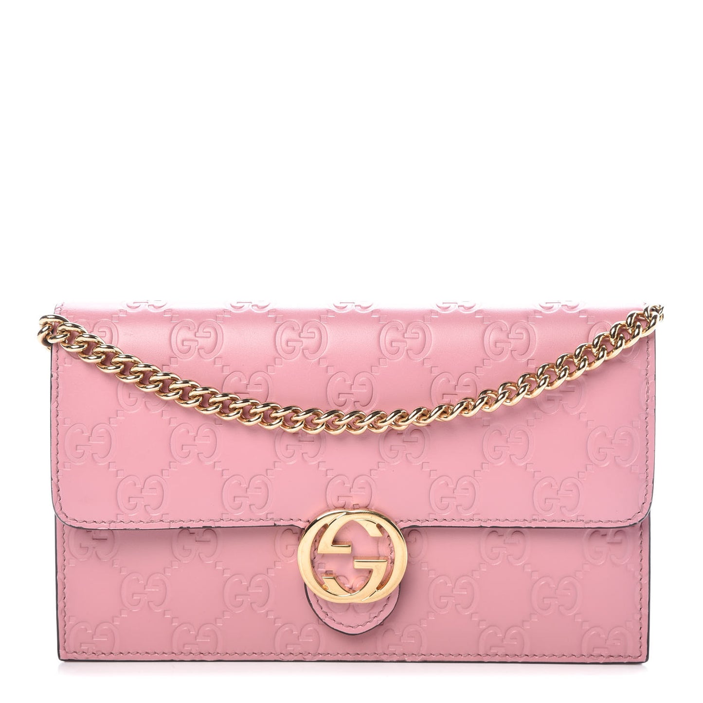 Guccissima Icon Chain Wallet Carmine Rose