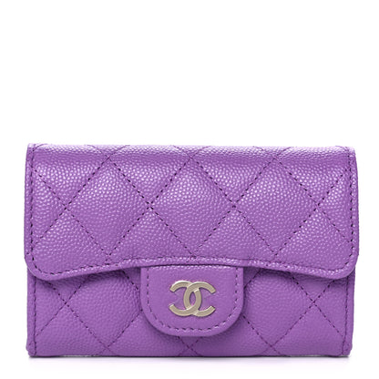 Chanel Caviar Quilted Flap Card Holder Wallet Purple 1 of 12