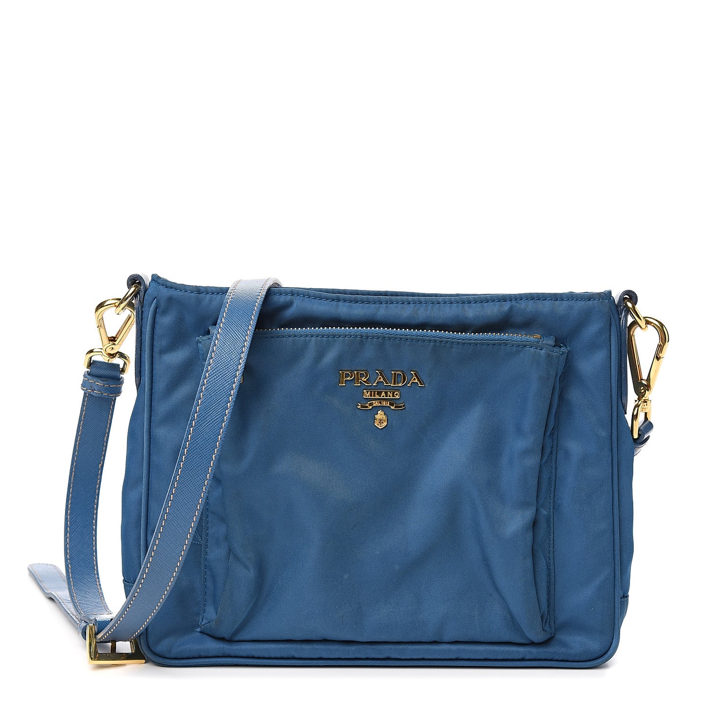 Tessuto Nylon Saffiano Crossbody Bag Cobalto