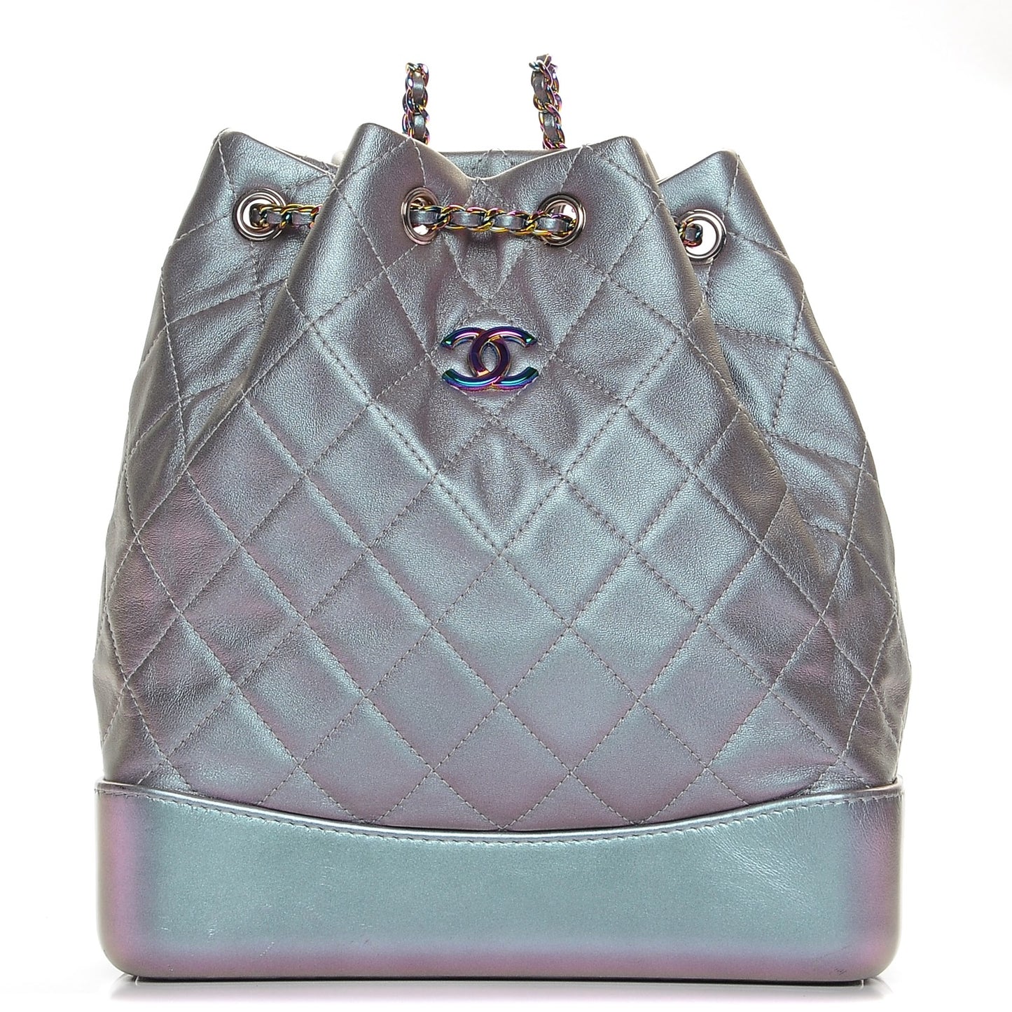 Iridescent Lambskin Calfskin Quilted Gabrielle Backpack Light Purple